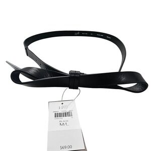 J Jill Black Leather Bow Belt M/L Minimalist Preppy Coquette Capsule Office NWT